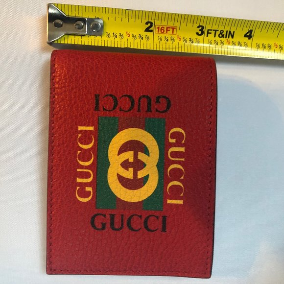 NWT Gucci Print Leather Mini Bi-fold Wallet in Red - Picture 8 of 8